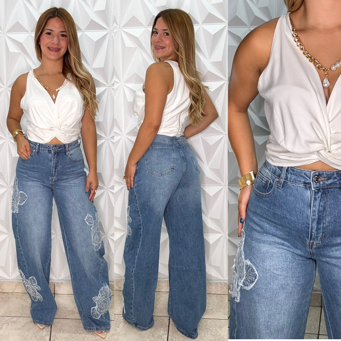 Flower Barrel Jean