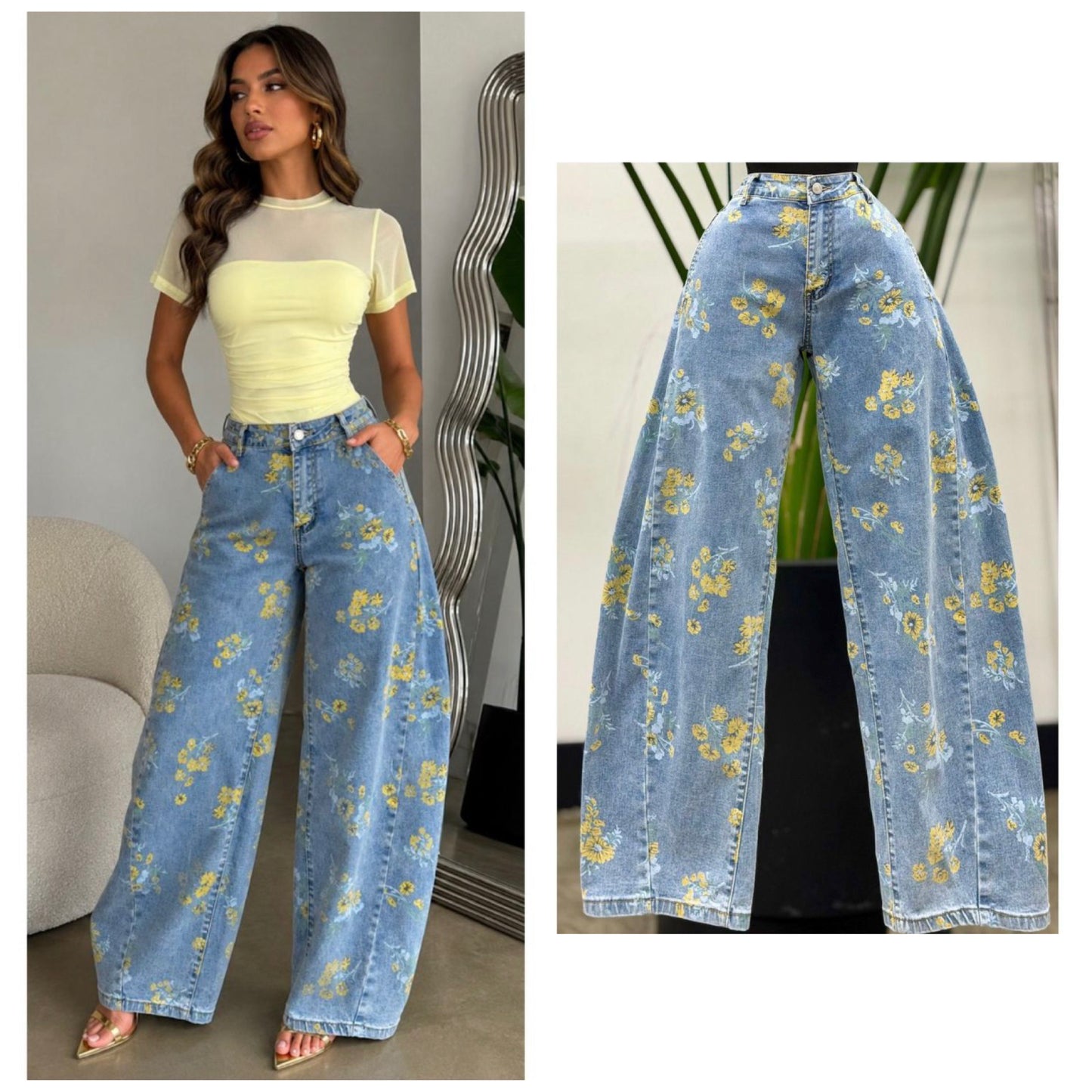 Flower Barrel Jean
