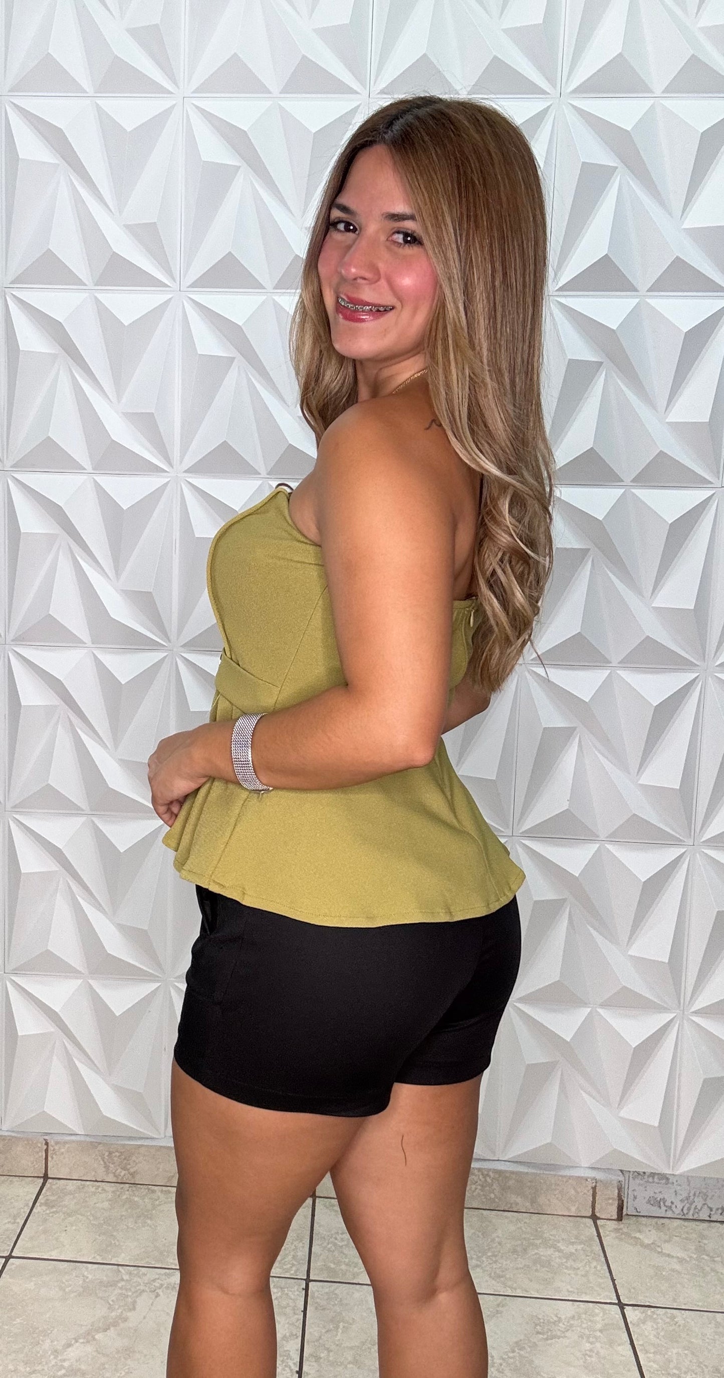 Green Peplum Top