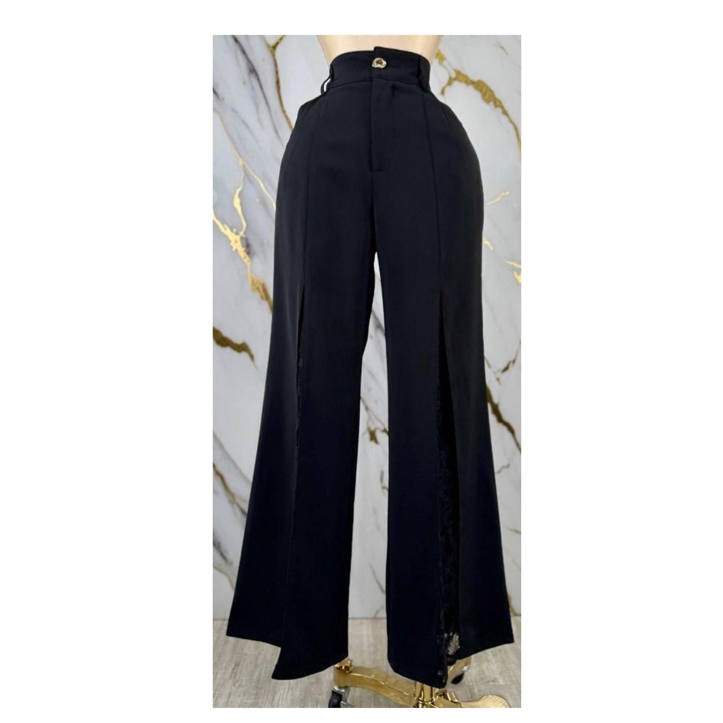 Palazzo con detalles en lace color Negro