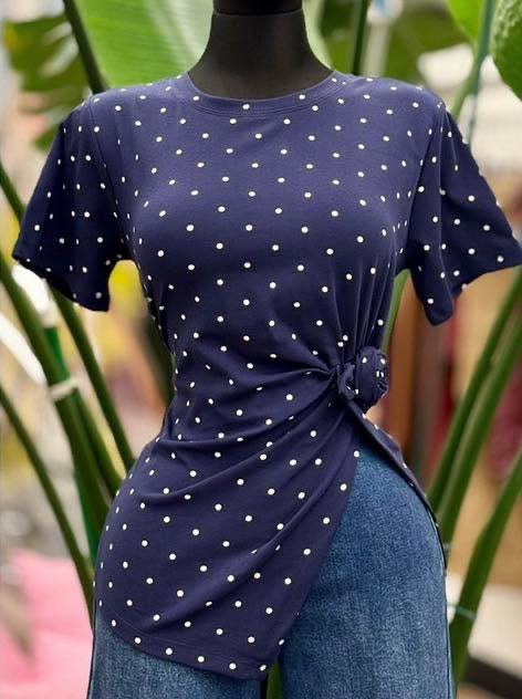 Navy Dots Top