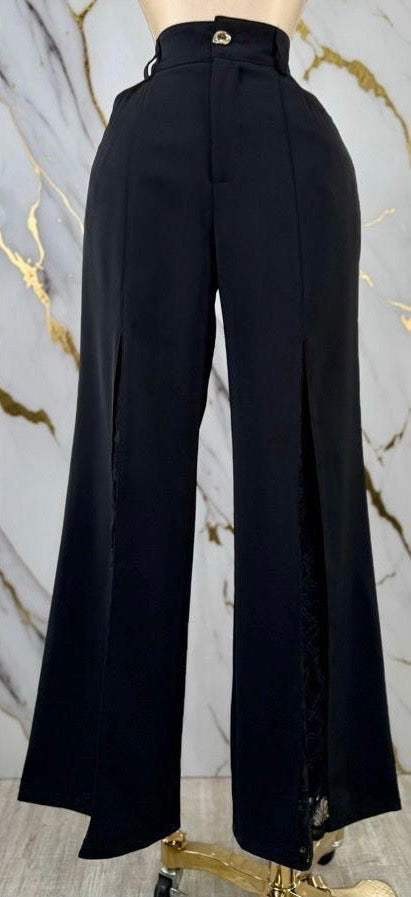 Palazzo con detalles en lace color Negro