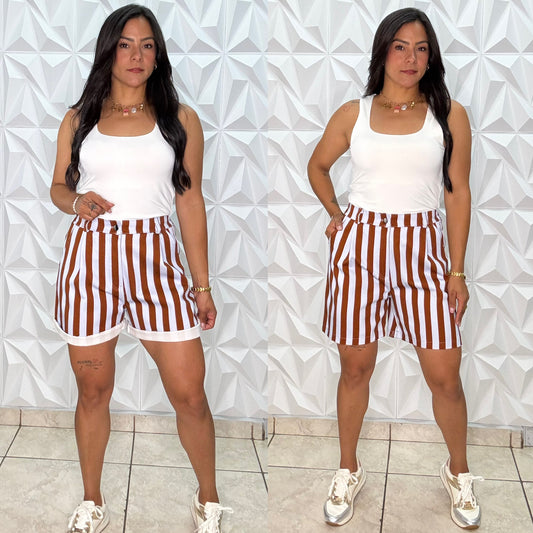 Stripes Short Italiano Brown & Blue