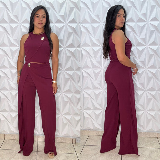 Burgundy Top & Palazzo Set