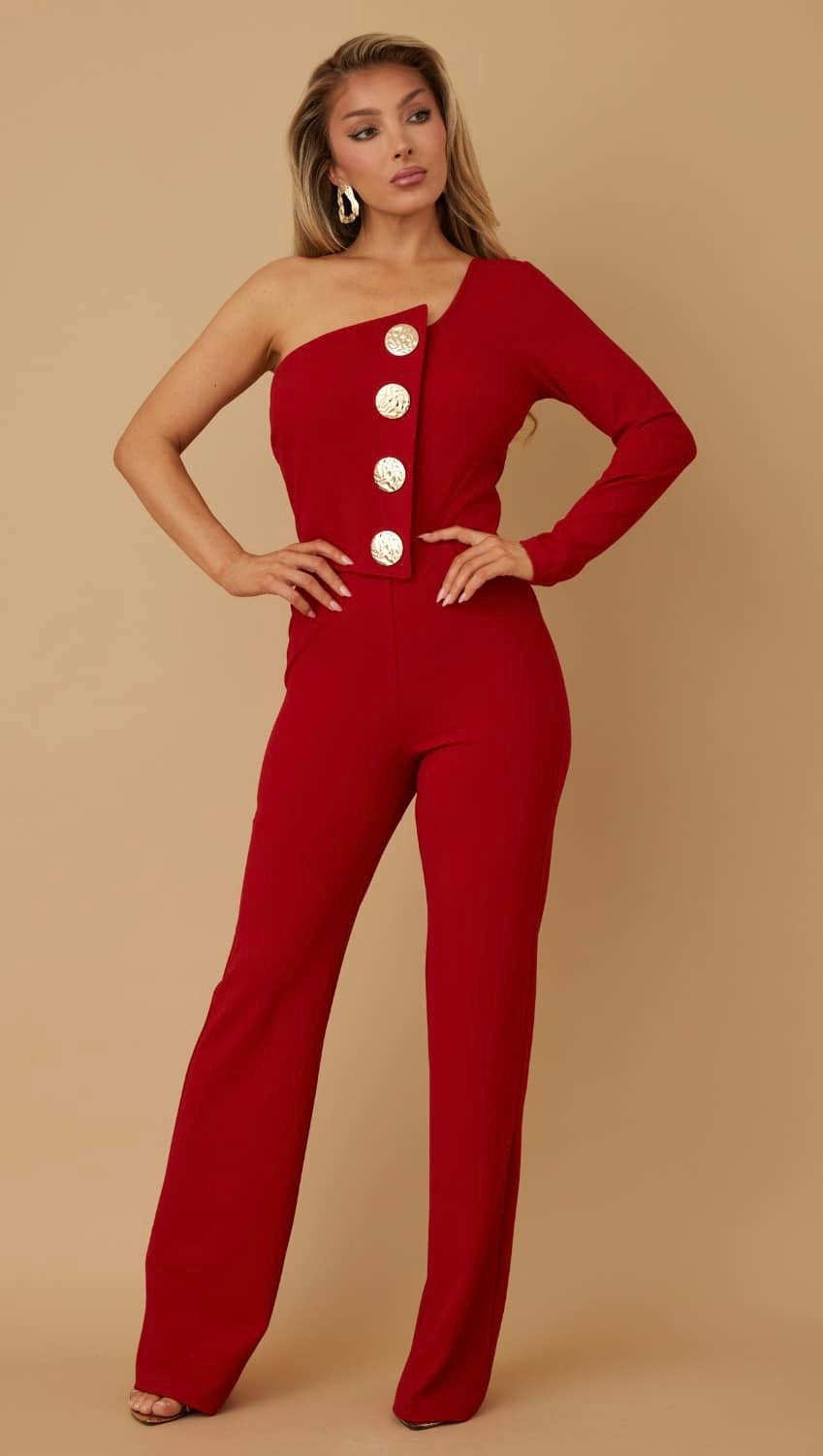 Carin Red Jumpsuit