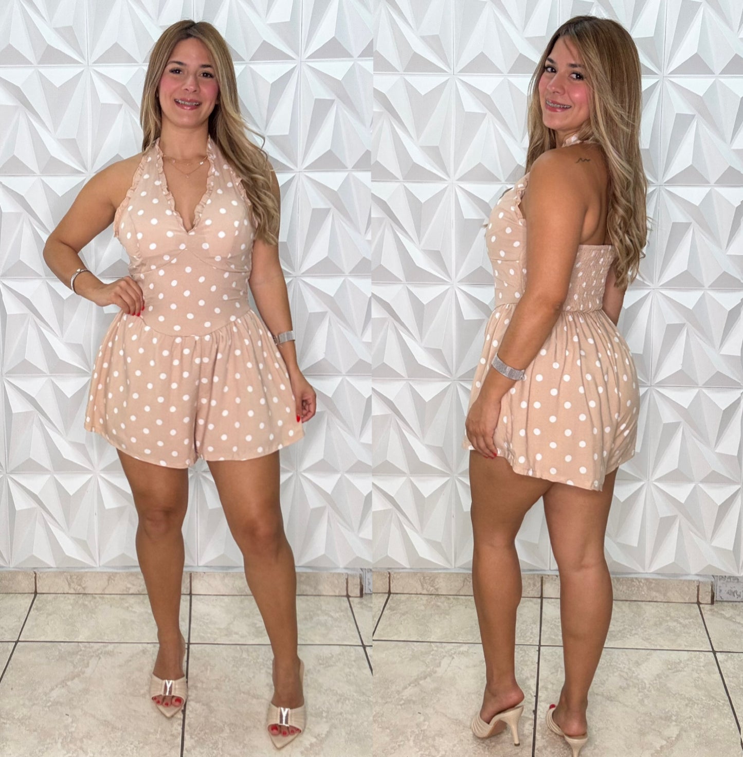 Dot Beige Romper