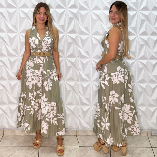 Traje Midi color Oliva claro