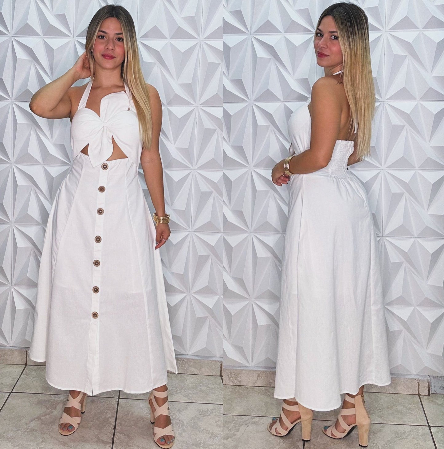 Vestido halter con flores